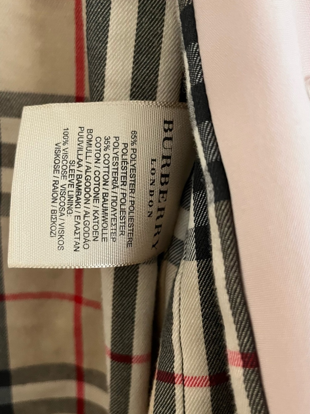 Burberry London Slim Fit Light Pink Trench Coat Nova Check UK12 US10 - Picture 7 of 15